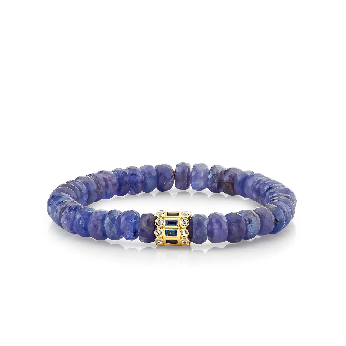 Gold & Sapphire Rondelle on Tanzanite