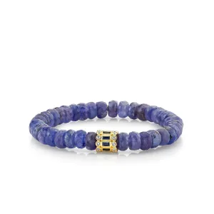 Gold & Sapphire Rondelle on Tanzanite