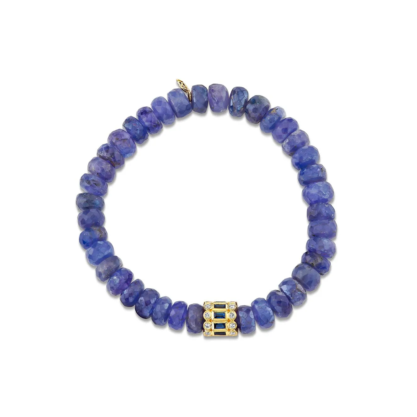Gold & Sapphire Rondelle on Tanzanite