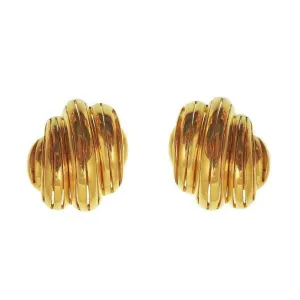 Gold Button Clip Earring