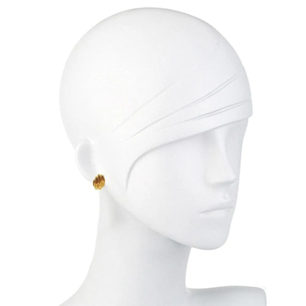 Gold Button Clip Earring