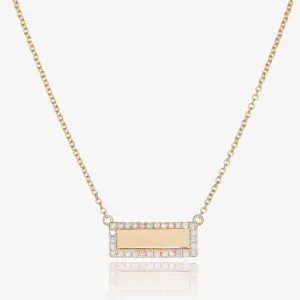 Gold Diamond Framed Bar Station Necklace