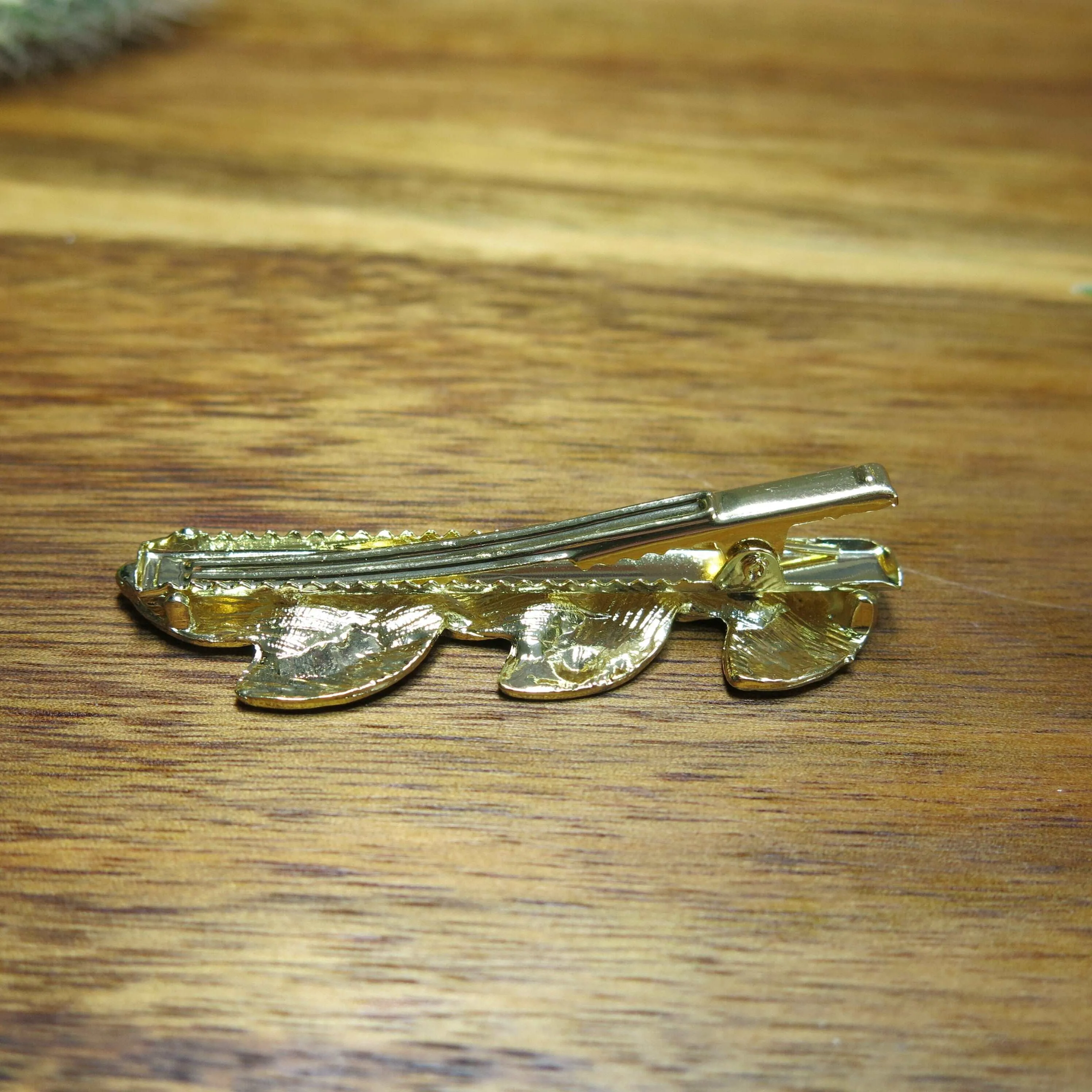 Gold Leaf 2 PC Alligator Hair Clip Set, Roman Leaf Boho Wedding Gold Leaf Small Headpiece Set