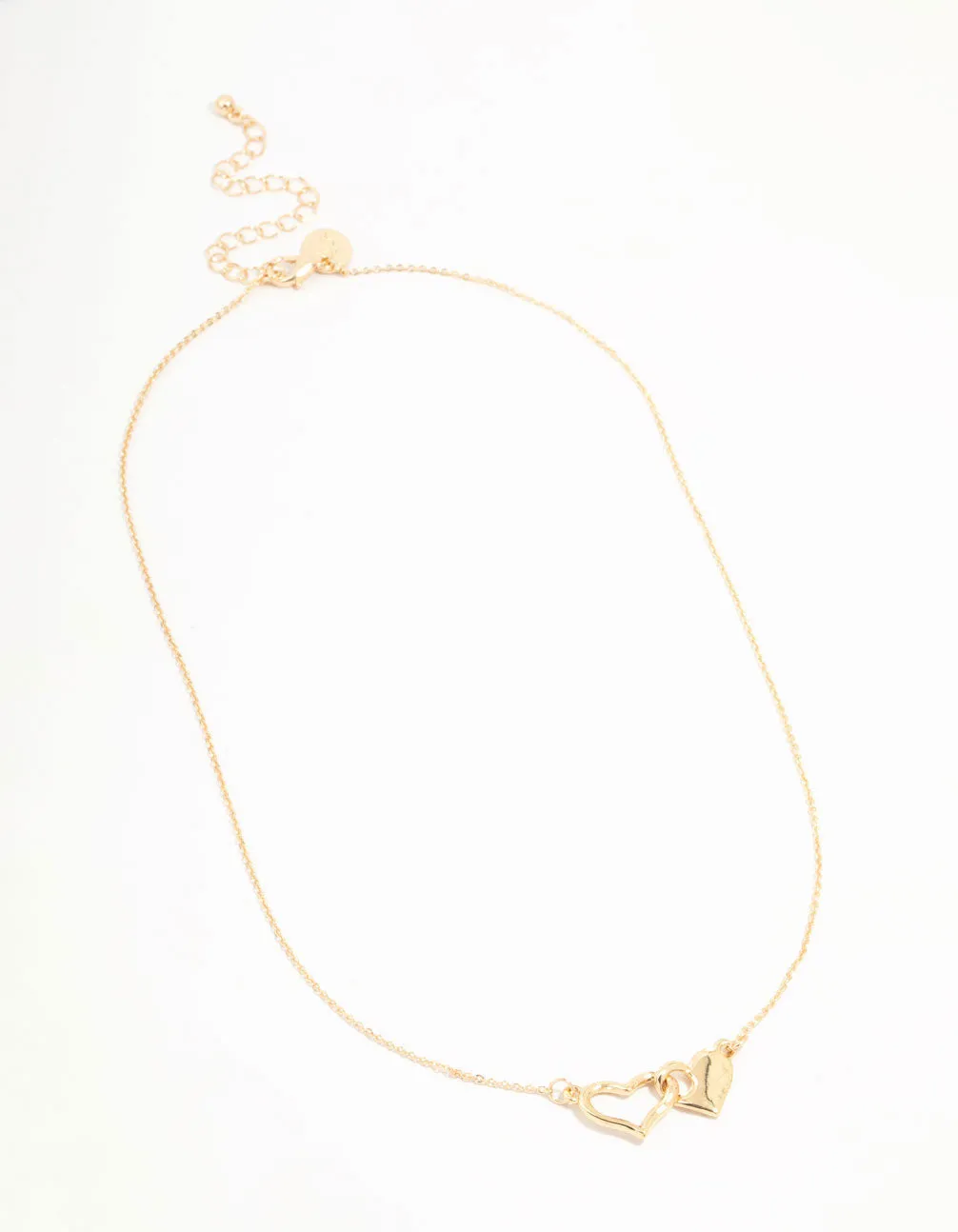 Gold Linked Solid Heart Necklace