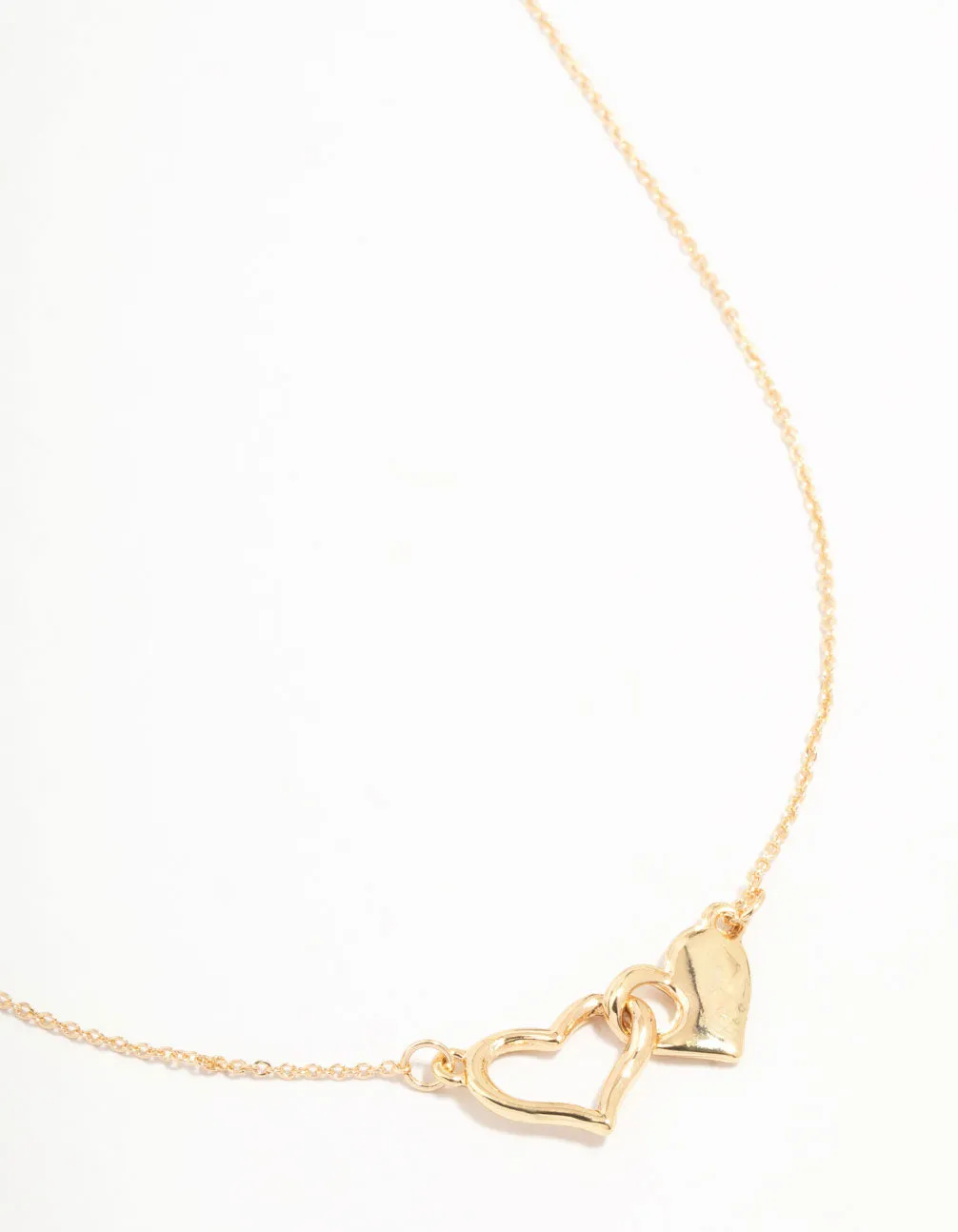Gold Linked Solid Heart Necklace