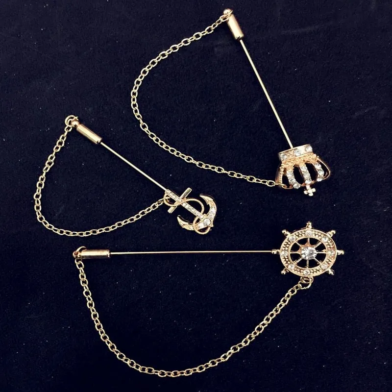Gold Nautical Lapel Pin Collection