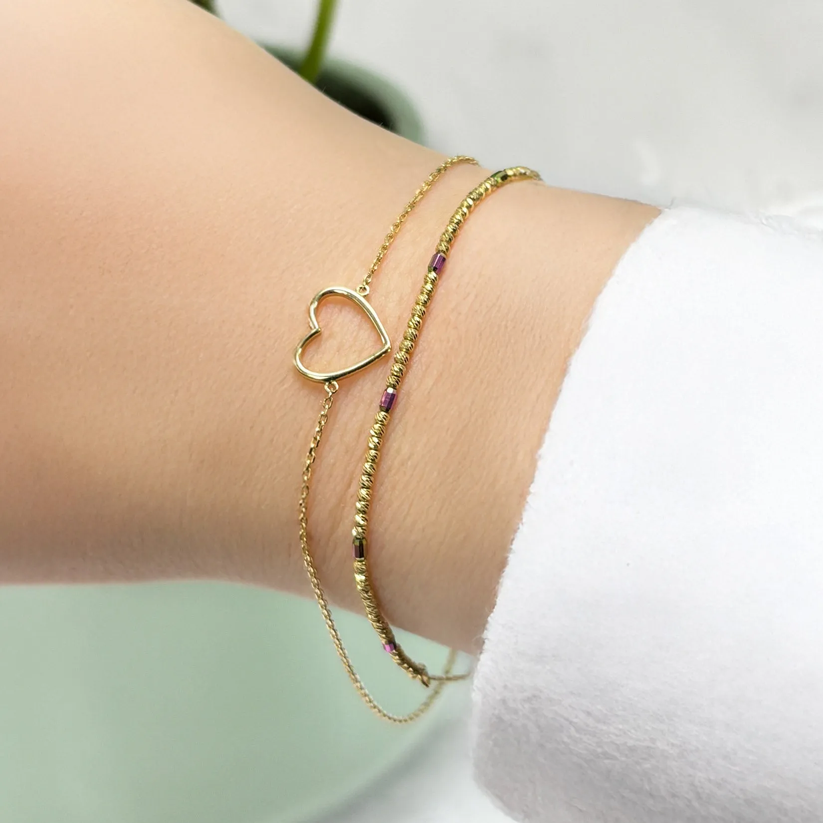 Gold Open Heart Bracelet