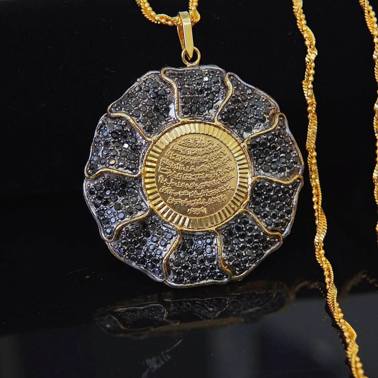Gold Plated Zircons Ayat ul Kursi Pendant