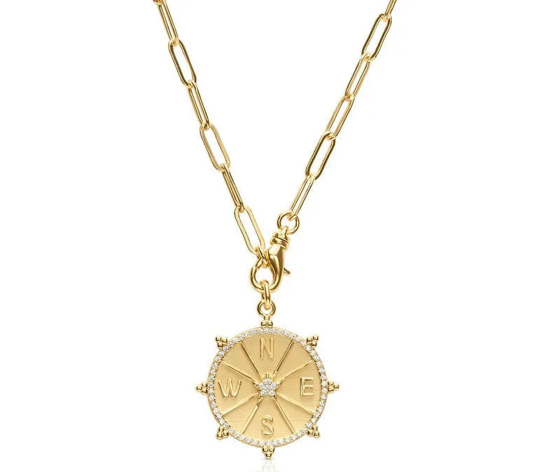 Golden Compass Pendant Necklace