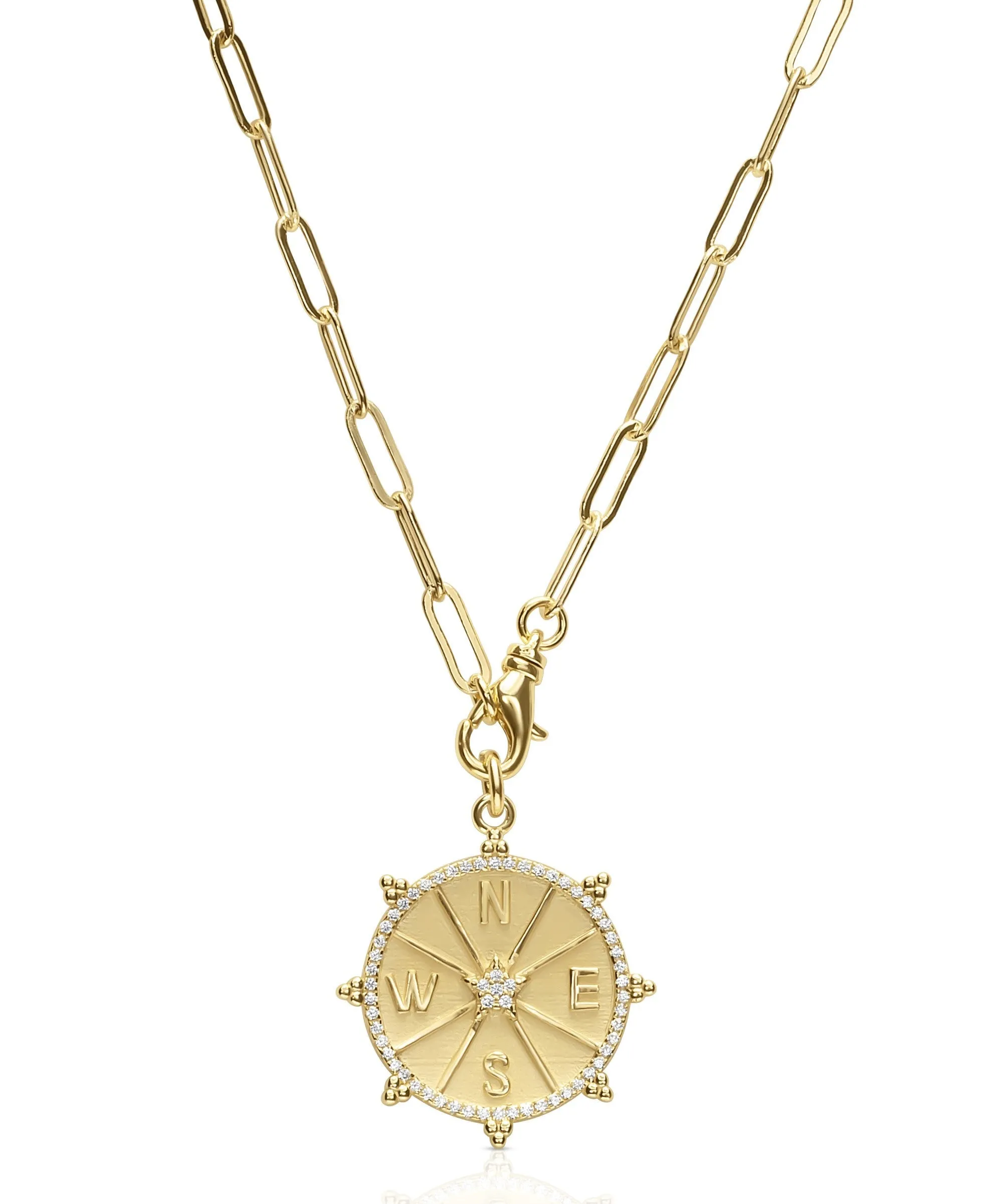 Golden Compass Pendant Necklace