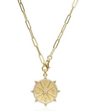 Golden Compass Pendant Necklace