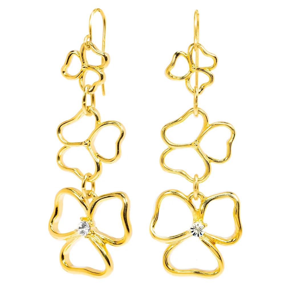 Goldtone Triple Drop Open Heart Earrings