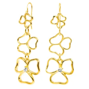 Goldtone Triple Drop Open Heart Earrings