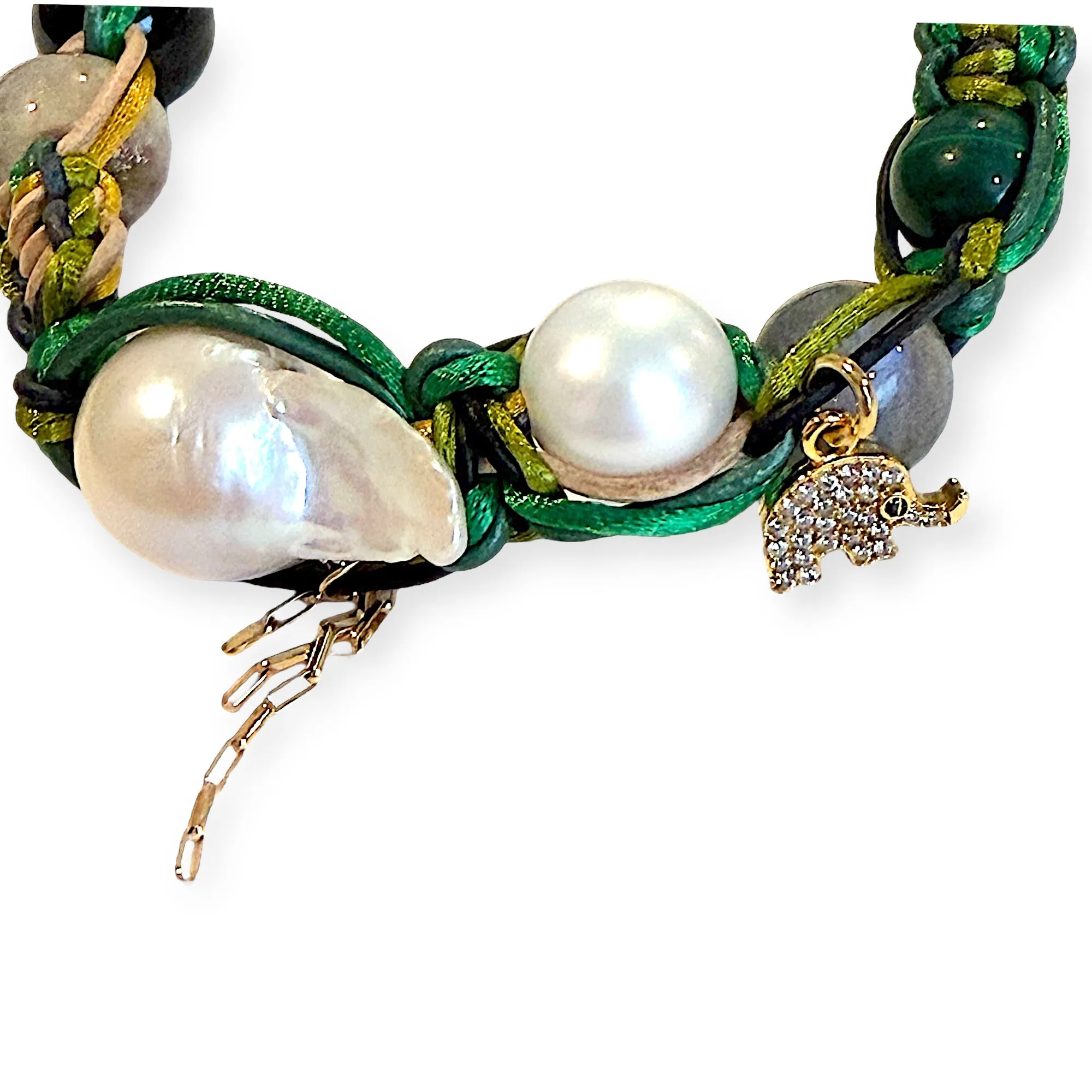 GREEN LUCKY ELEPHANT ROCKER BRACELET