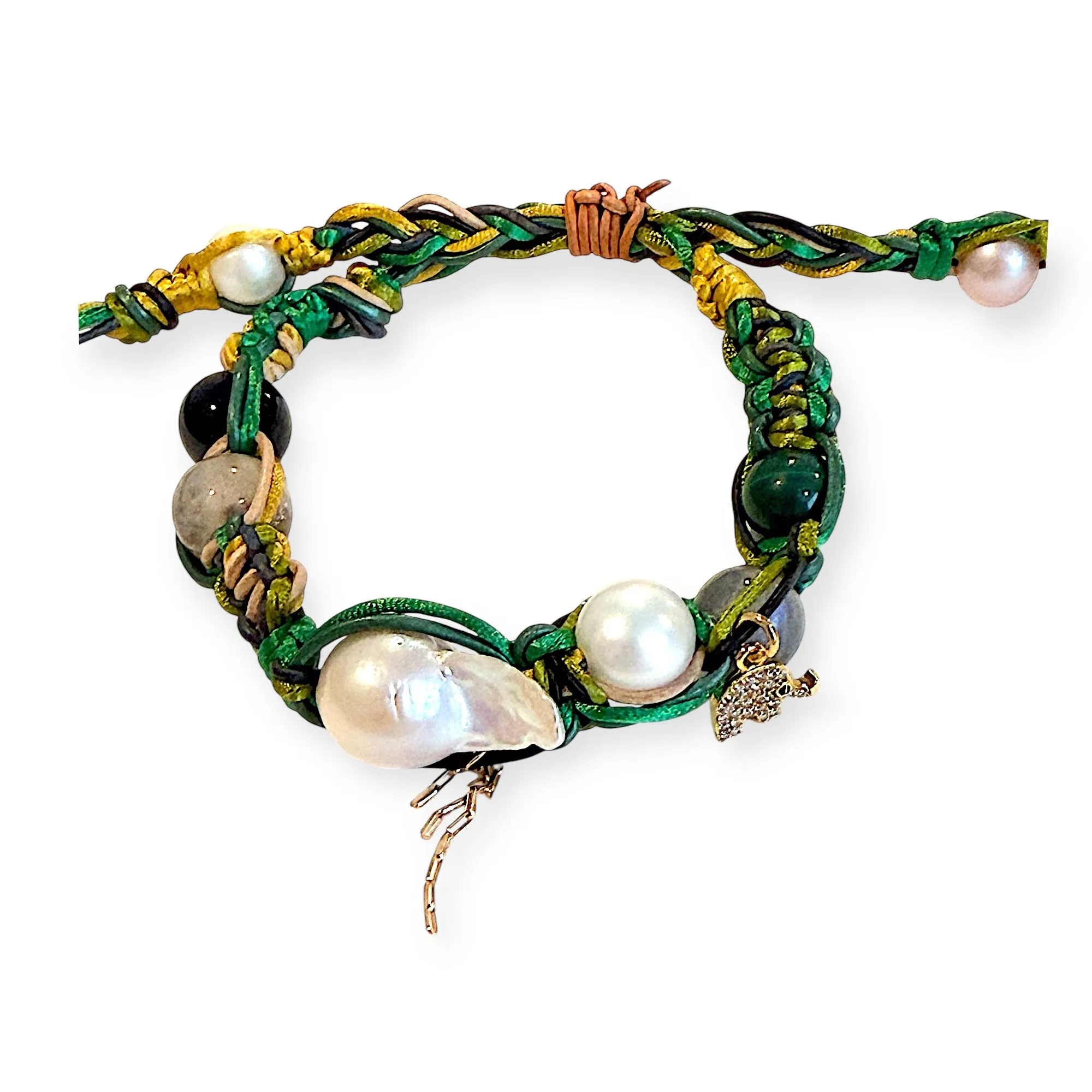 GREEN LUCKY ELEPHANT ROCKER BRACELET