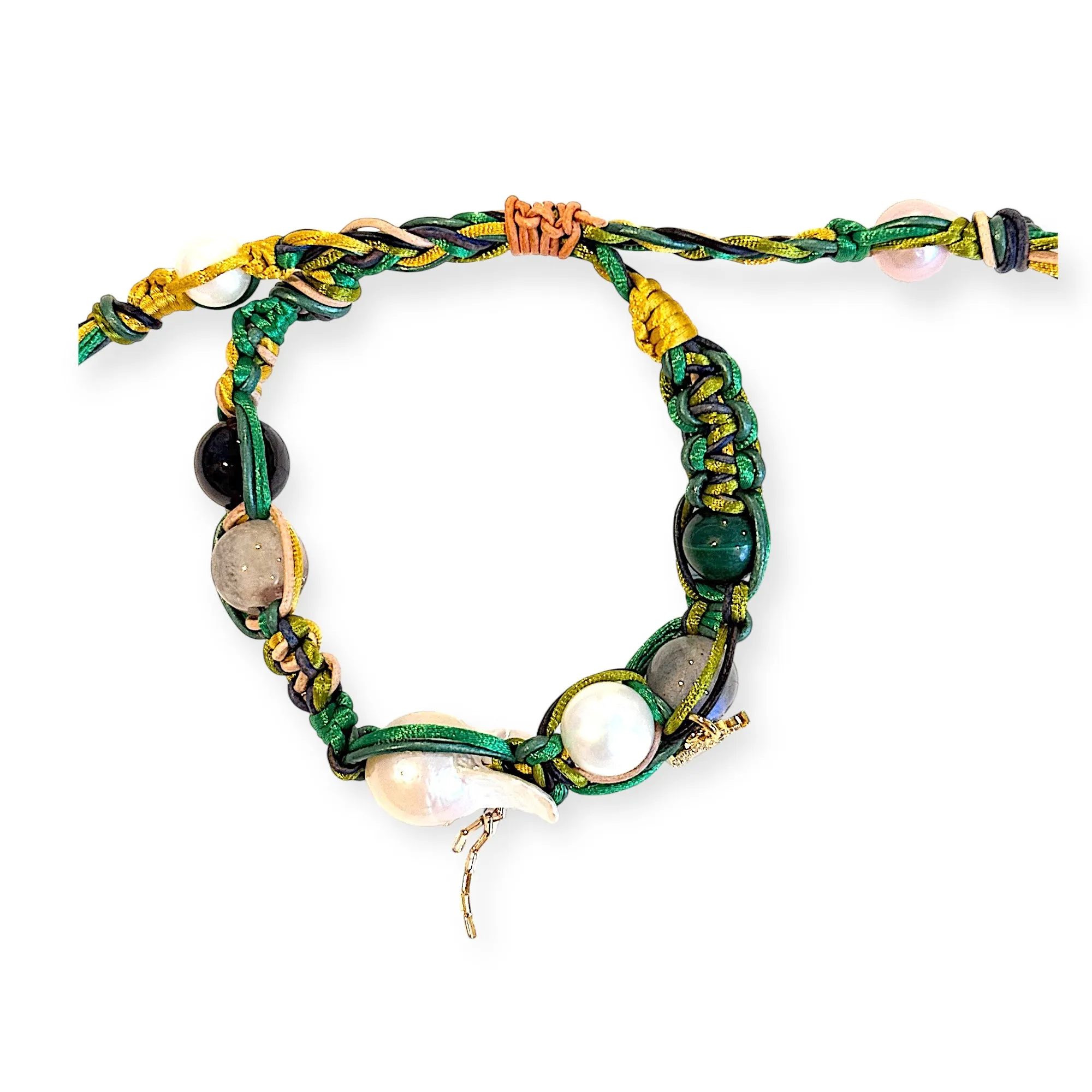 GREEN LUCKY ELEPHANT ROCKER BRACELET