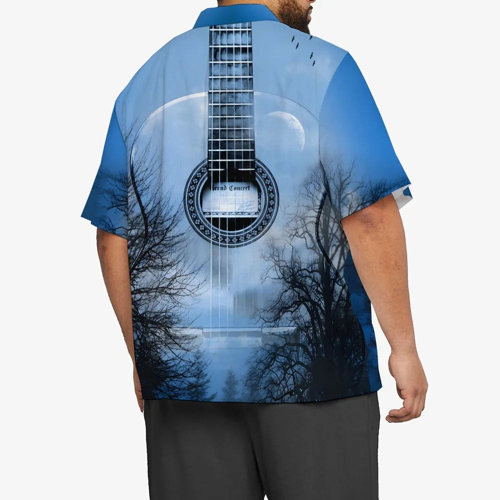 Guitar Print Casual Oversized Short Sleeve Shirt 2406003318