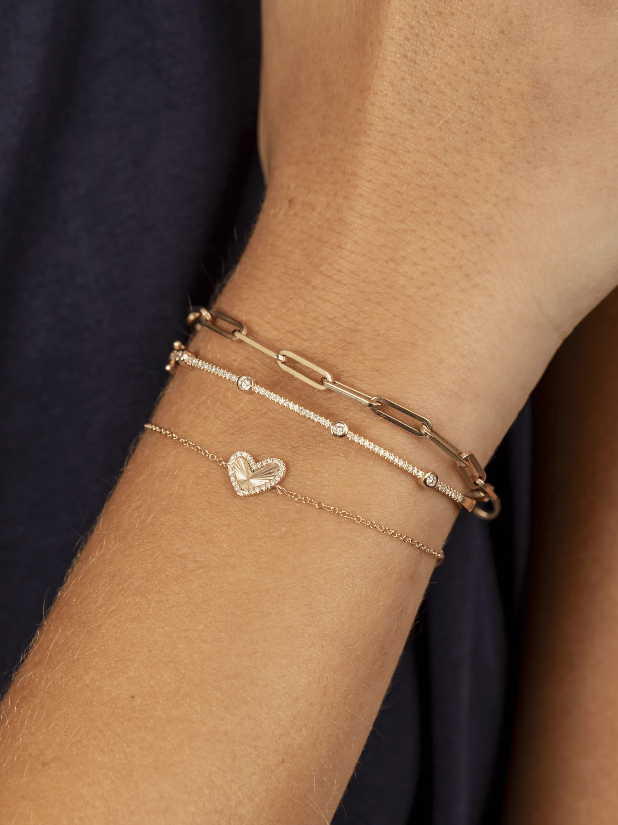 Hailey Heart Fluted Bracelet 14K