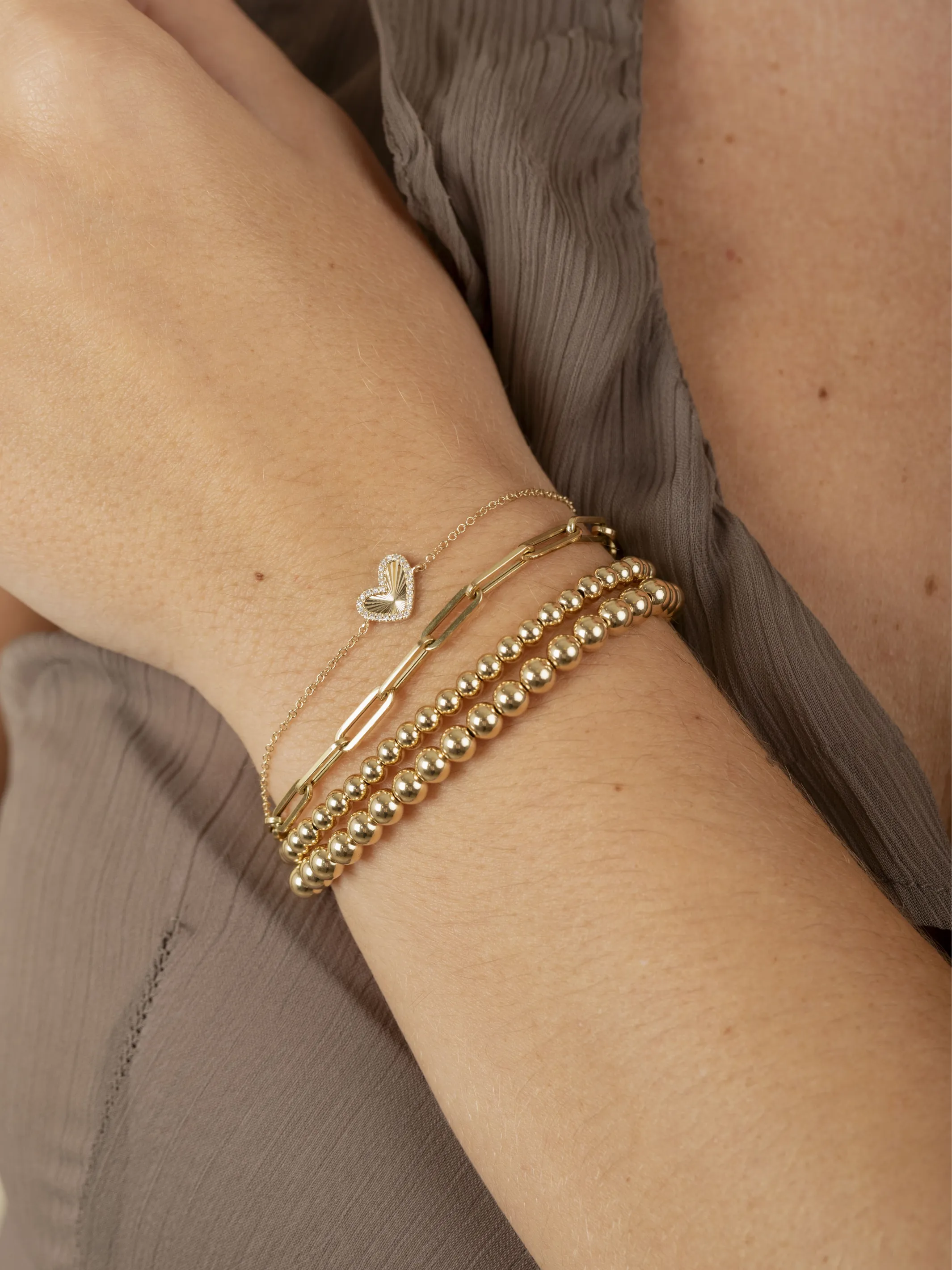 Hailey Heart Fluted Bracelet 14K