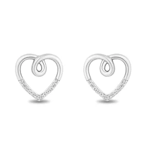 Hallmark Fine Jewelry Heart Earrings in Sterling Silver with Diamonds