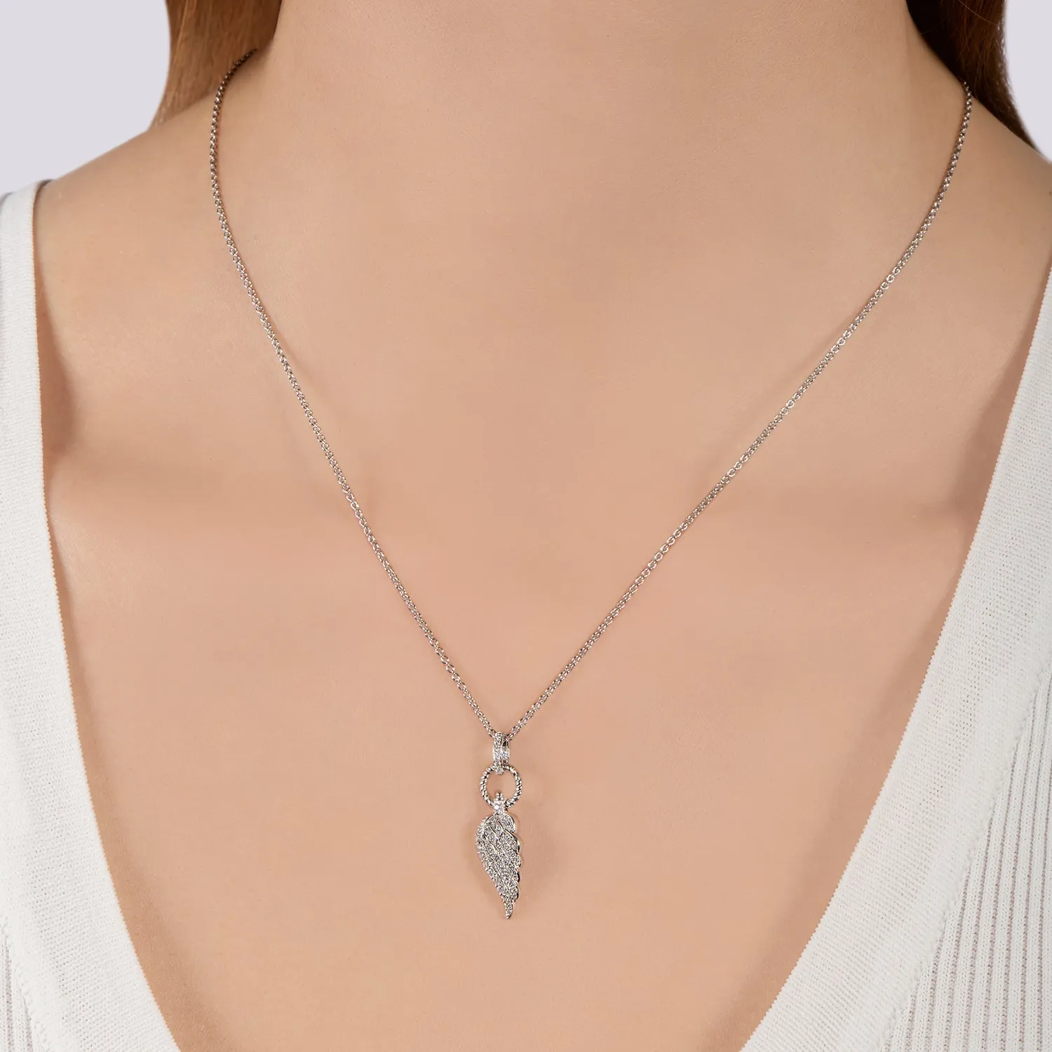 Hallmark Fine Jewelry Large Diamond Angel Wing Pendant in Sterling Silver