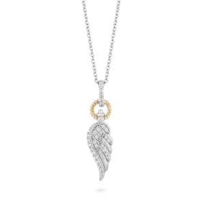 Hallmark Fine Jewelry Medium Diamond Angel Wing Pendant in Sterling Silver & 14K Yellow Gold