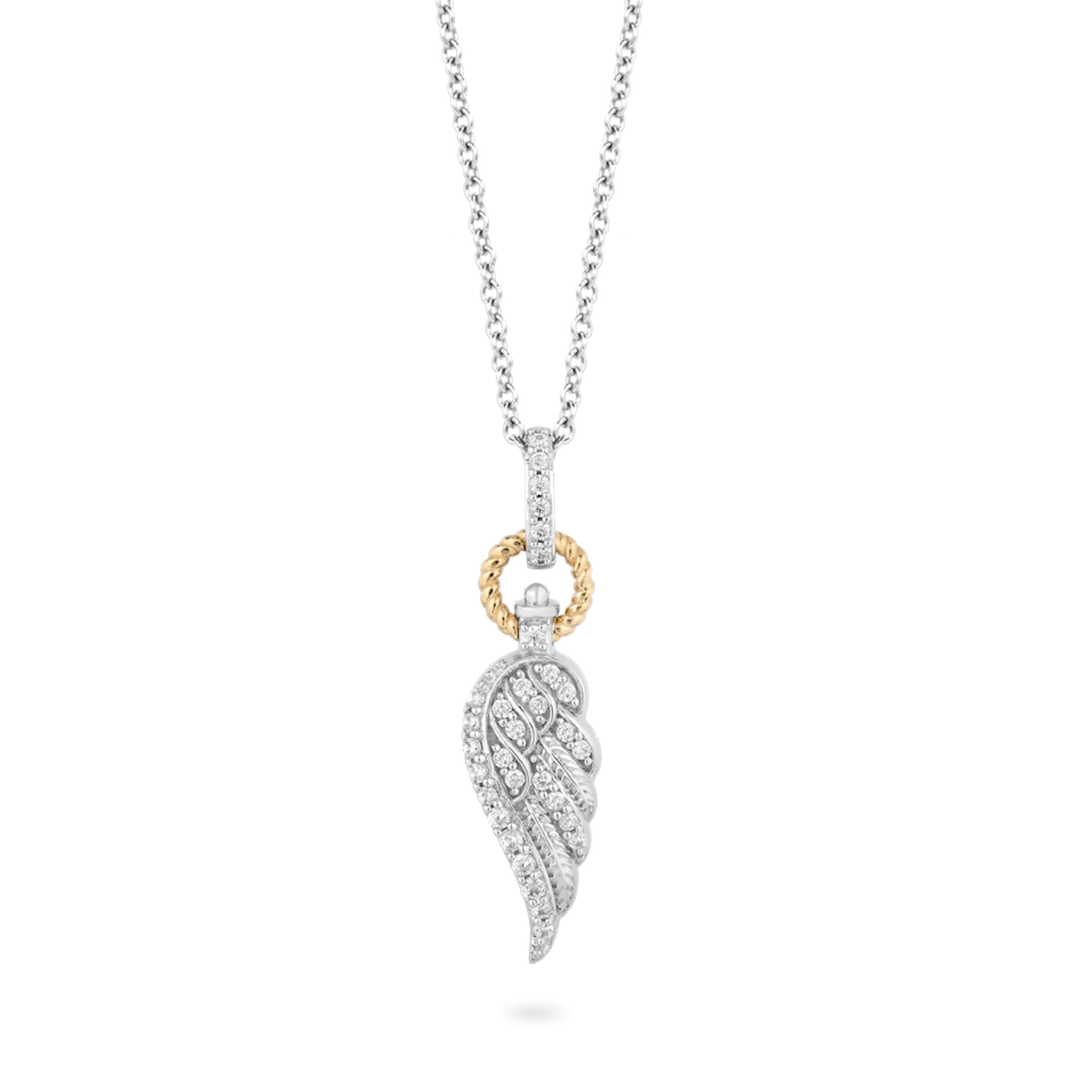 Hallmark Fine Jewelry Medium Diamond Angel Wing Pendant in Sterling Silver & 14K Yellow Gold