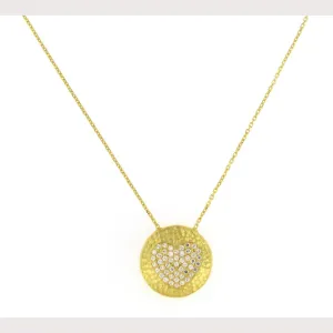 Hammered Heart CZ Pendant