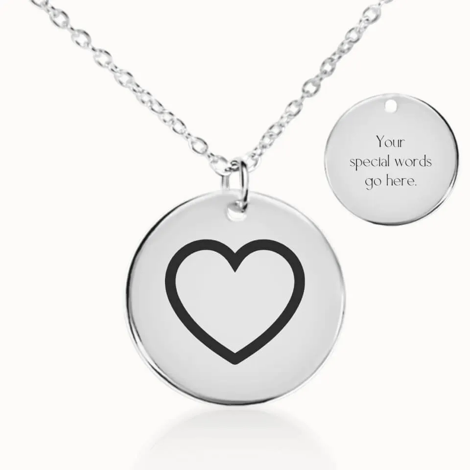 Heart Coin Pendant on Fine Chain
