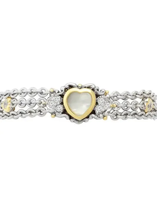 Heart Collection - Mother of Pearl Triple Chain Bracelet