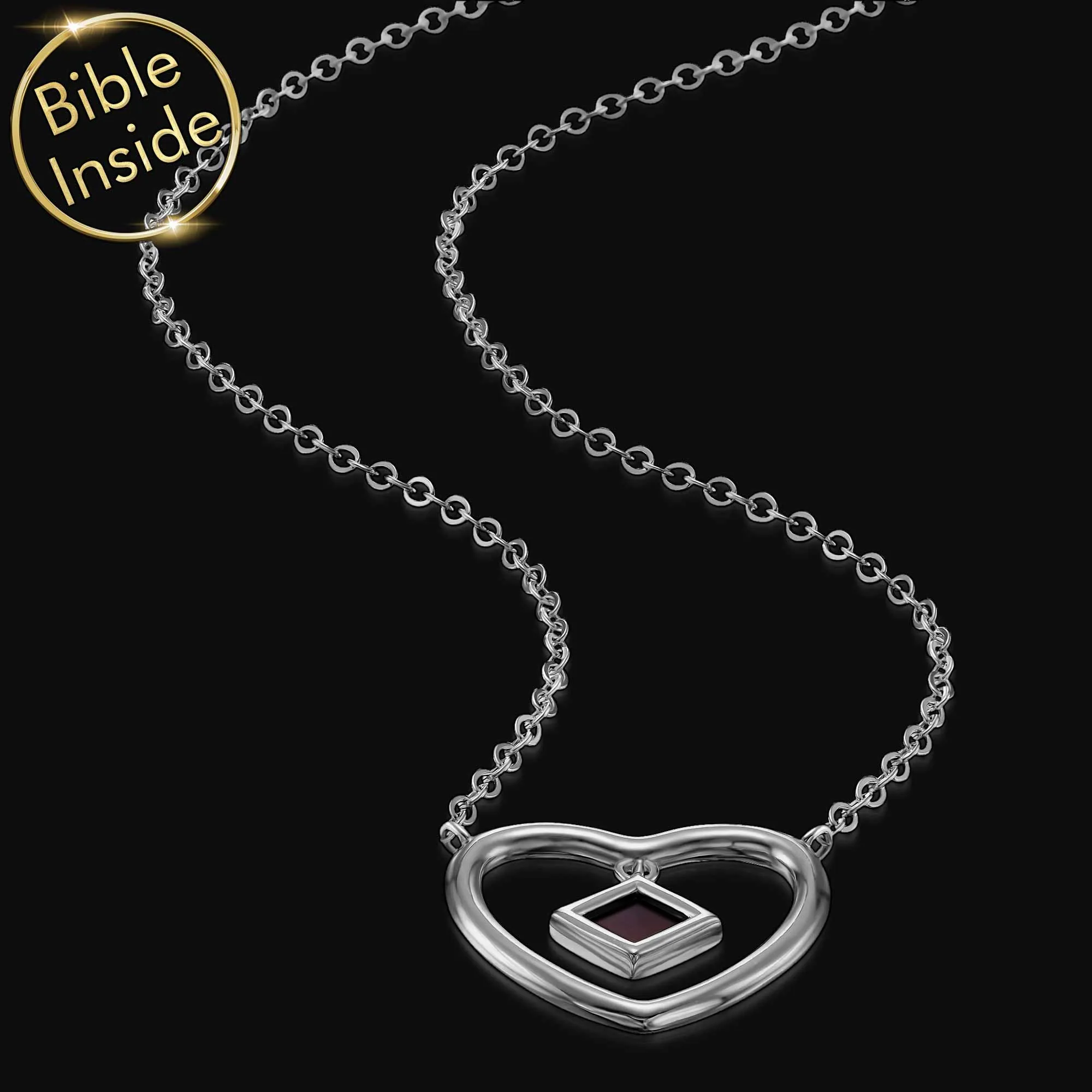 Heart Necklace For Woman With Nano Bible - Sunshine Pendant