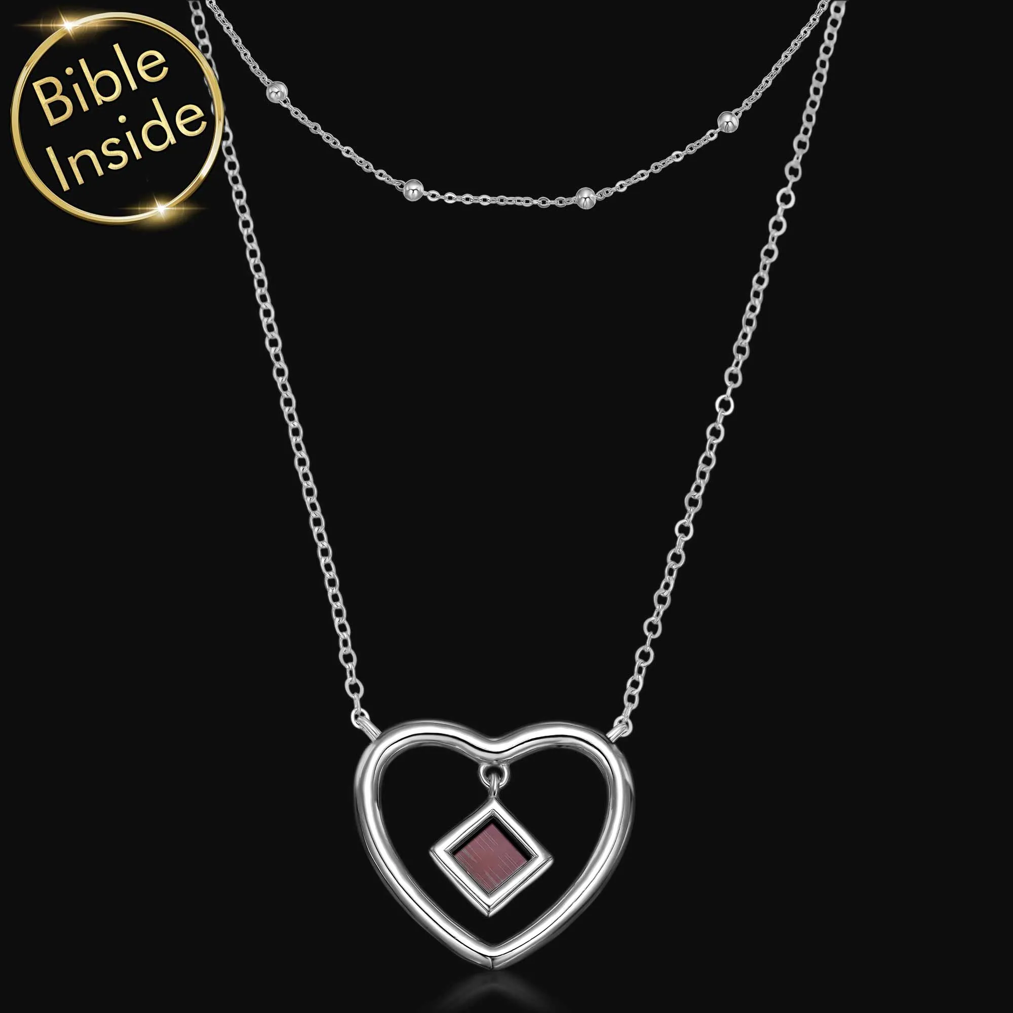 Heart Necklace For Woman With Nano Bible - Sunshine Pendant