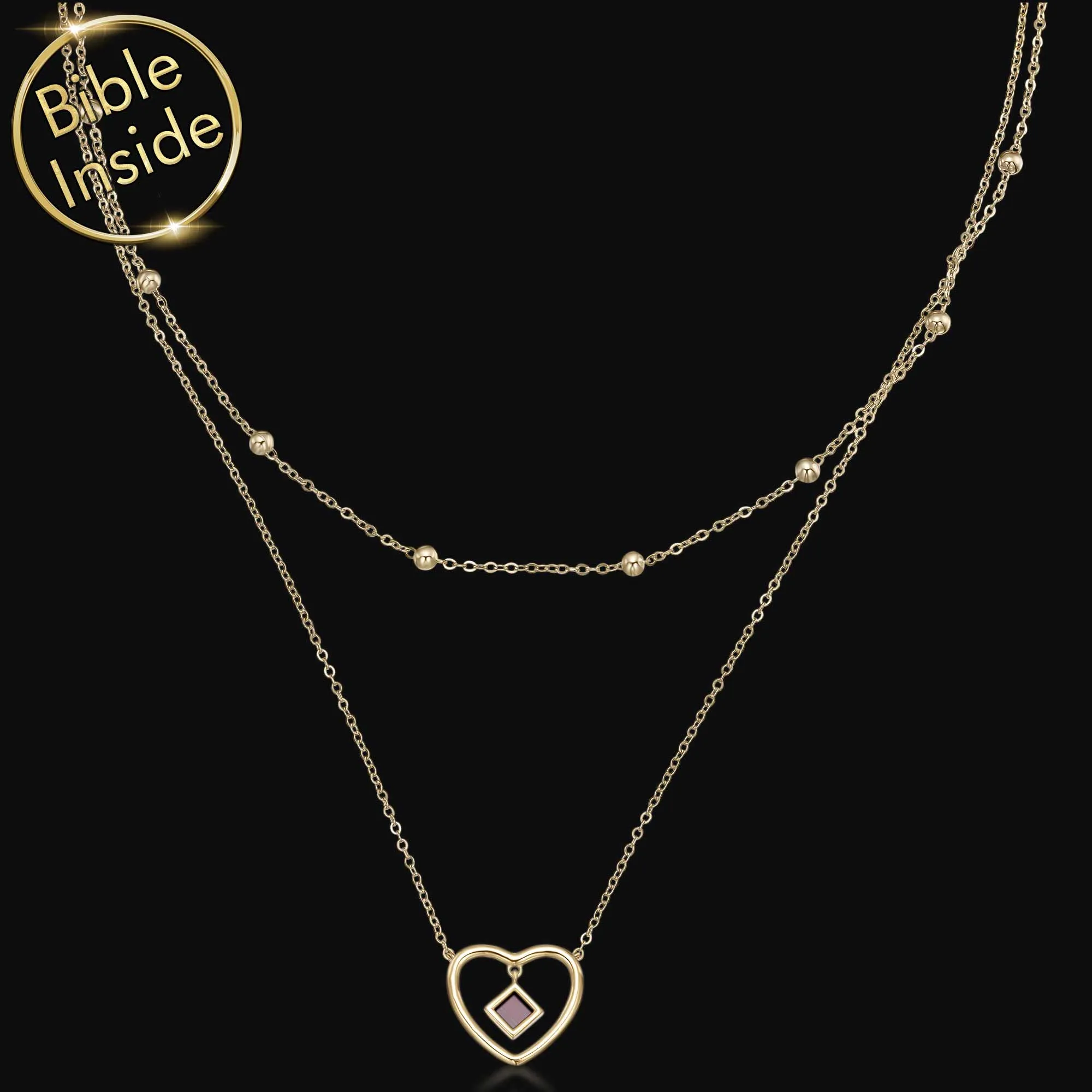 Heart Necklace For Woman With Nano Bible - Sunshine Pendant