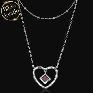 Heart Necklace For Woman With Nano Bible - Sunshine Pendant