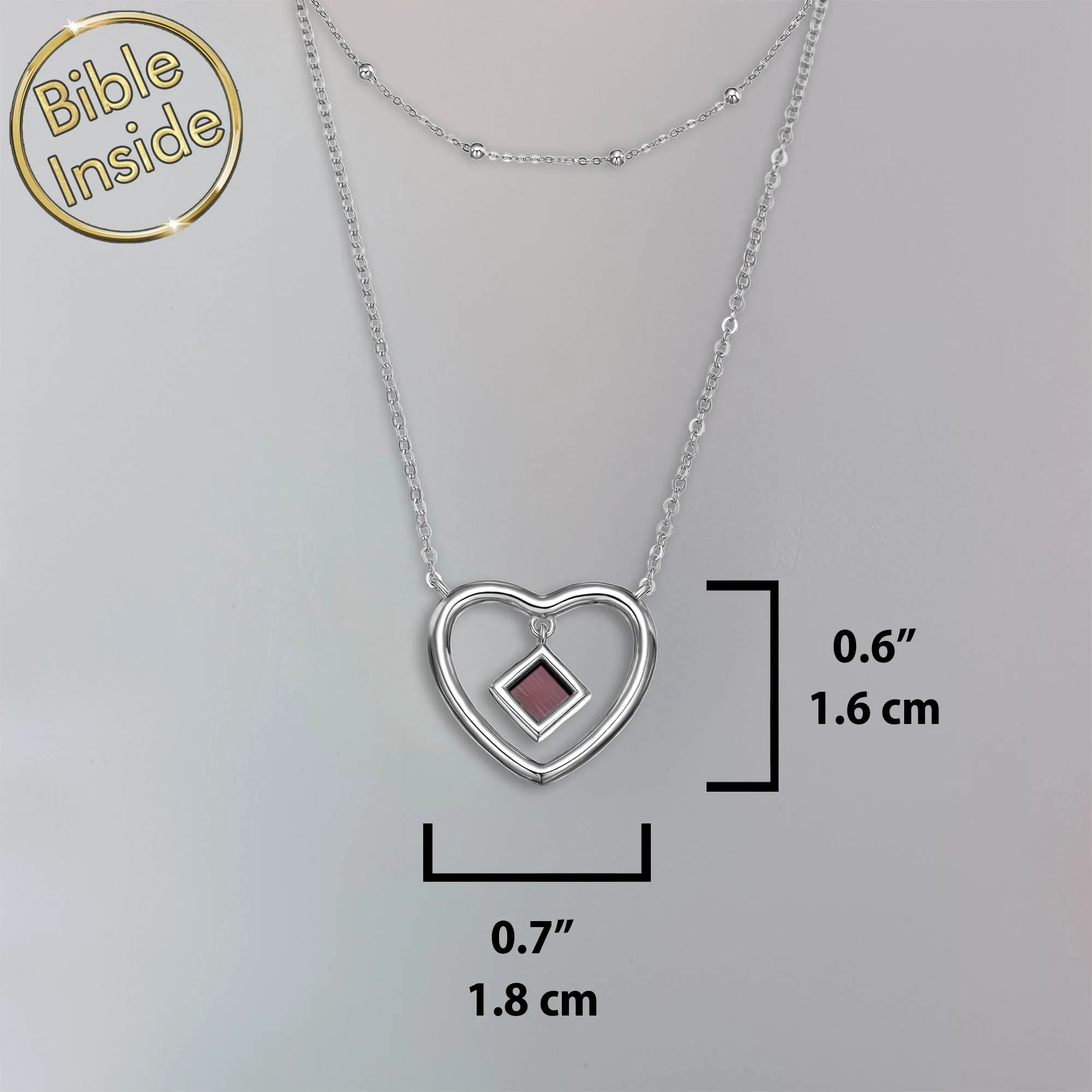 Heart Necklace For Woman With Nano Bible - Sunshine Pendant