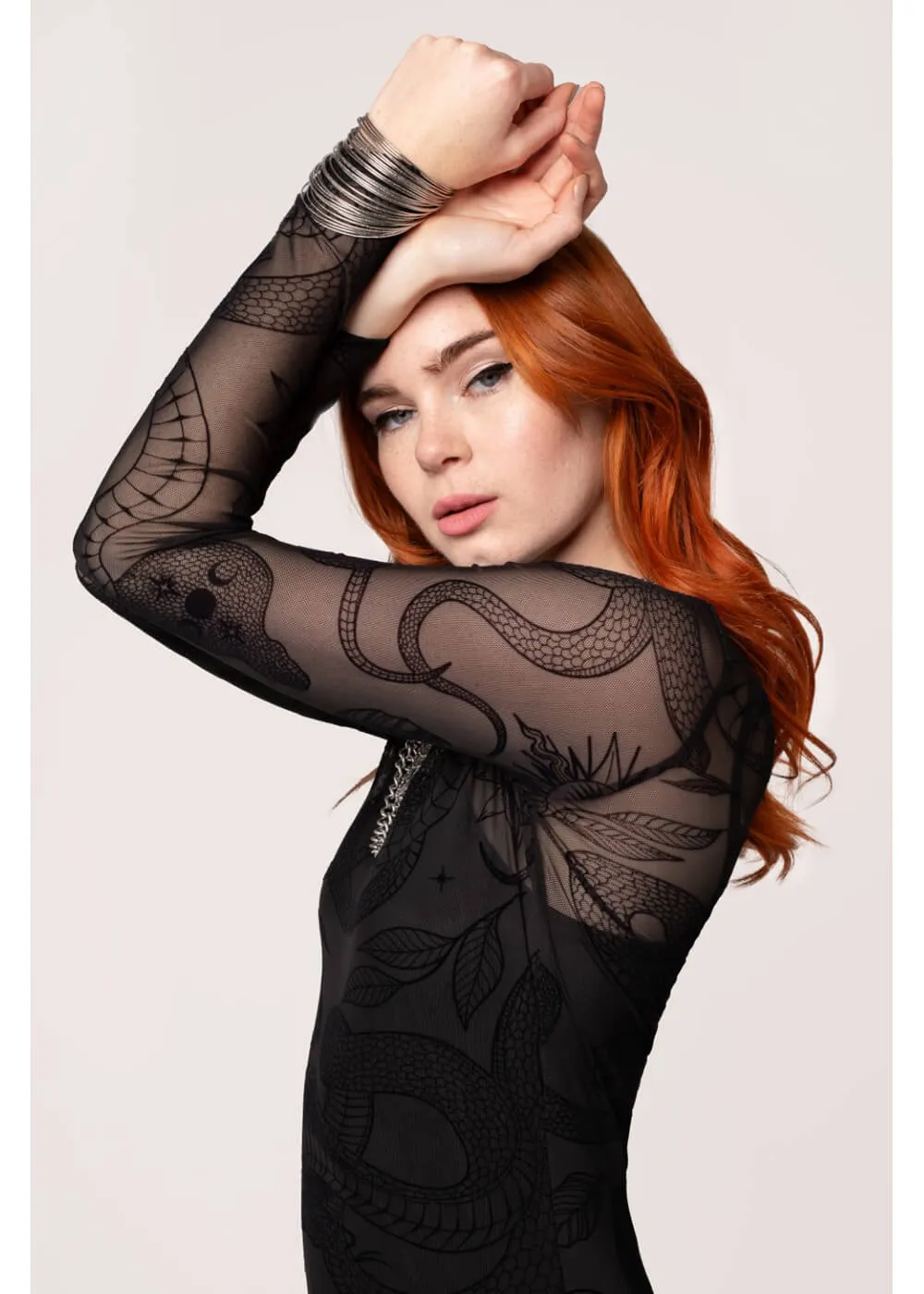 Hell Bunny Snake Charmer Midi Dress Black