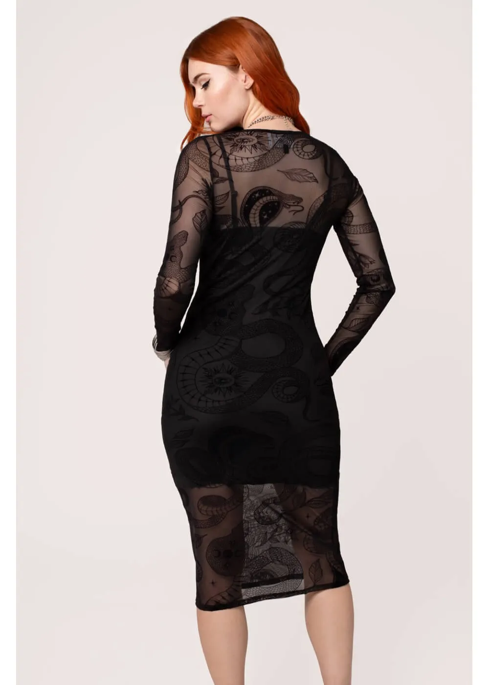 Hell Bunny Snake Charmer Midi Dress Black