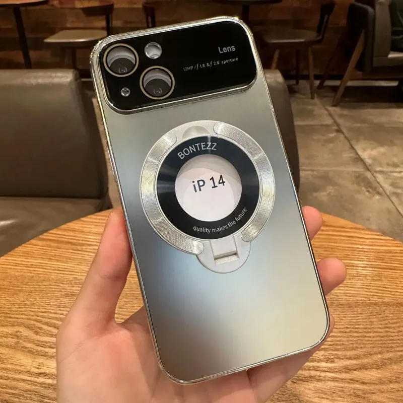 iPhone Case with Lens Film Magnetic Holder