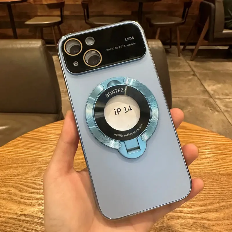 iPhone Case with Lens Film Magnetic Holder