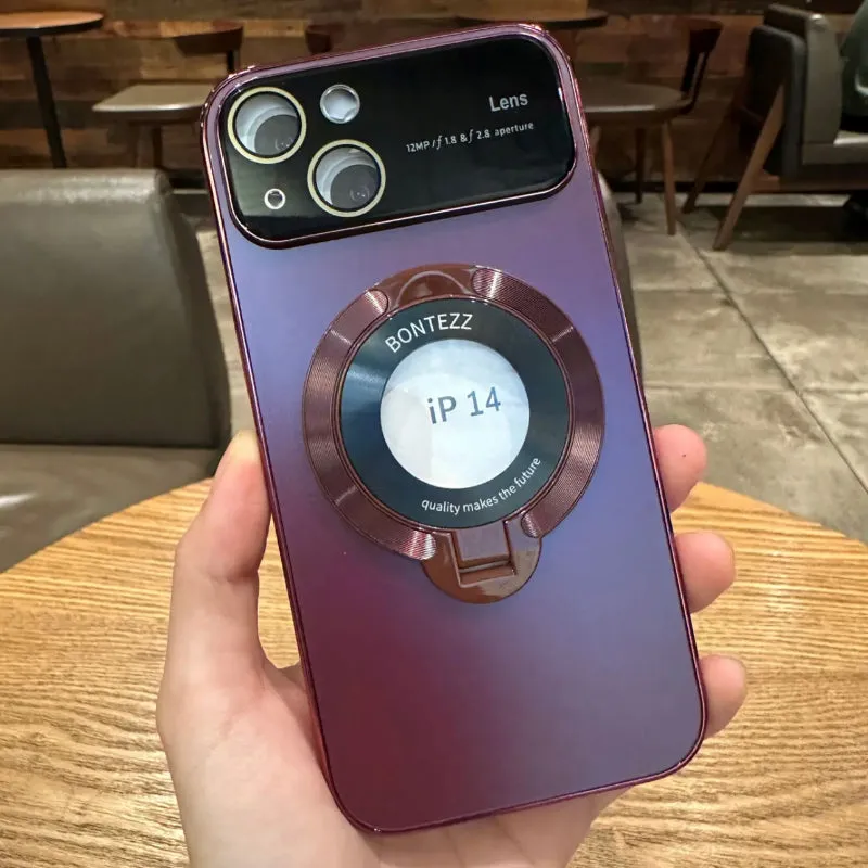 iPhone Case with Lens Film Magnetic Holder