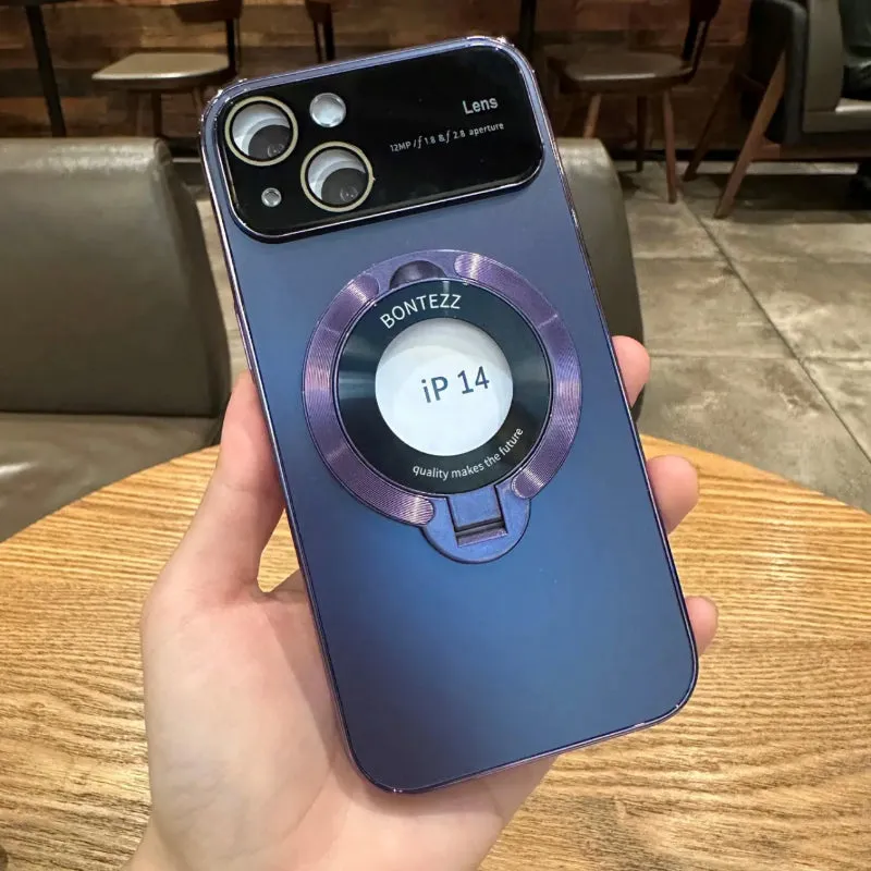 iPhone Case with Lens Film Magnetic Holder