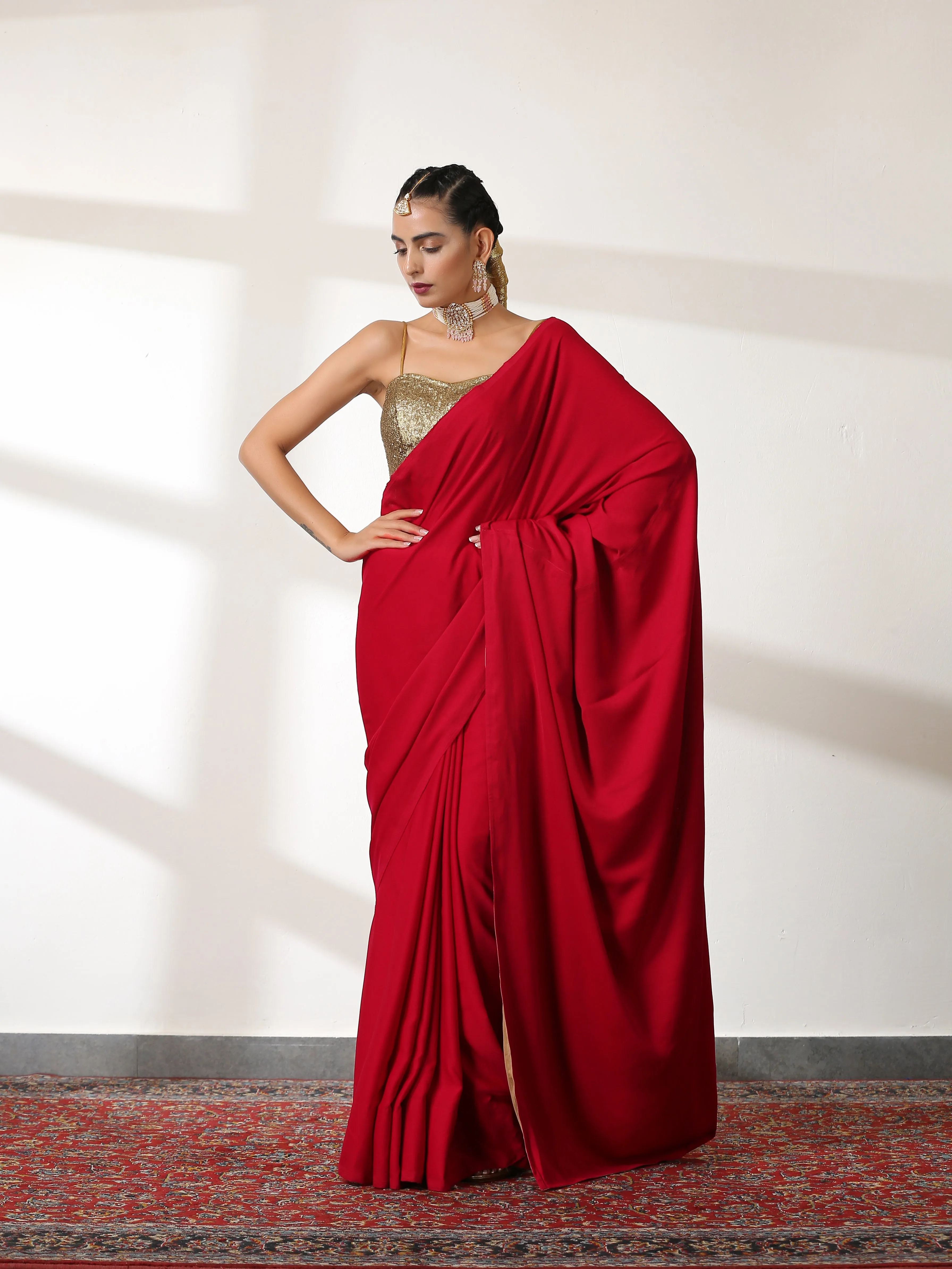 Irresistible Red & Gold Surprise Saree