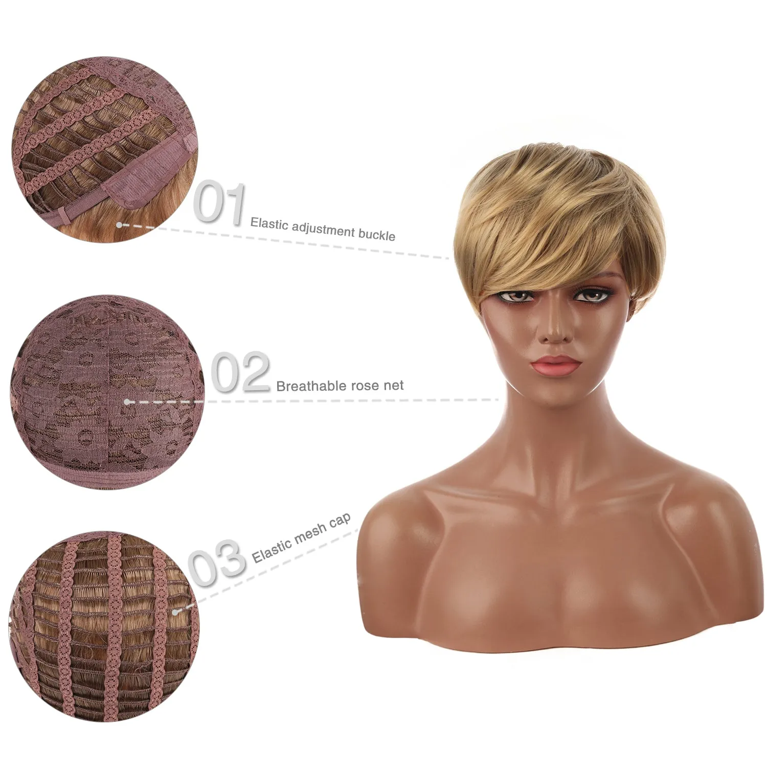 Joebeth | Blonde Short Pixie Cut Wavy Synthetic Hair Wig