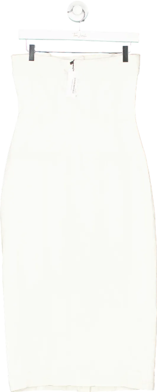 Karen Millen Ivory Denim Bandeau Button Through Midaxi Dress UK 10