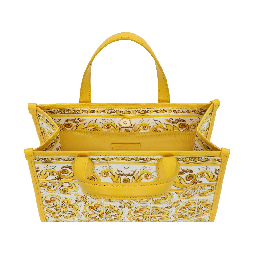 KIDS CANVAS HANDBAG WITH YELLOW MAJOLICA PRINT