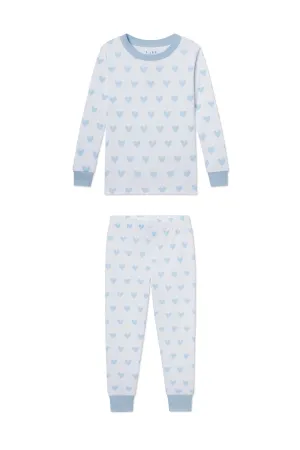 Kids Long-Long Set in French Blue Heart