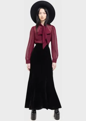 Killstar Kihilist Void Viper Velvet Maxi Skirt Black