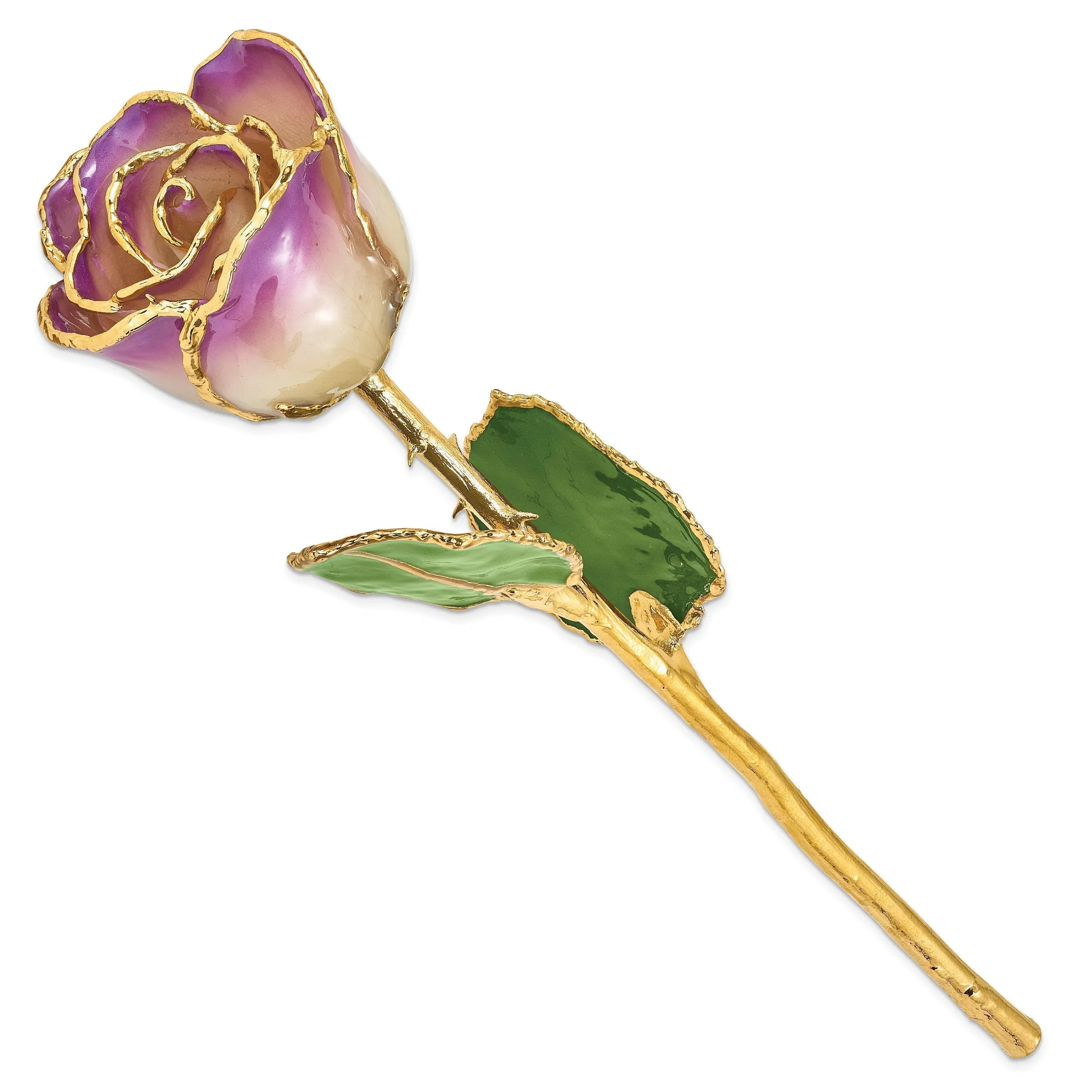 Lacquer Dipped 24k Gold Trim Amethyst Rose