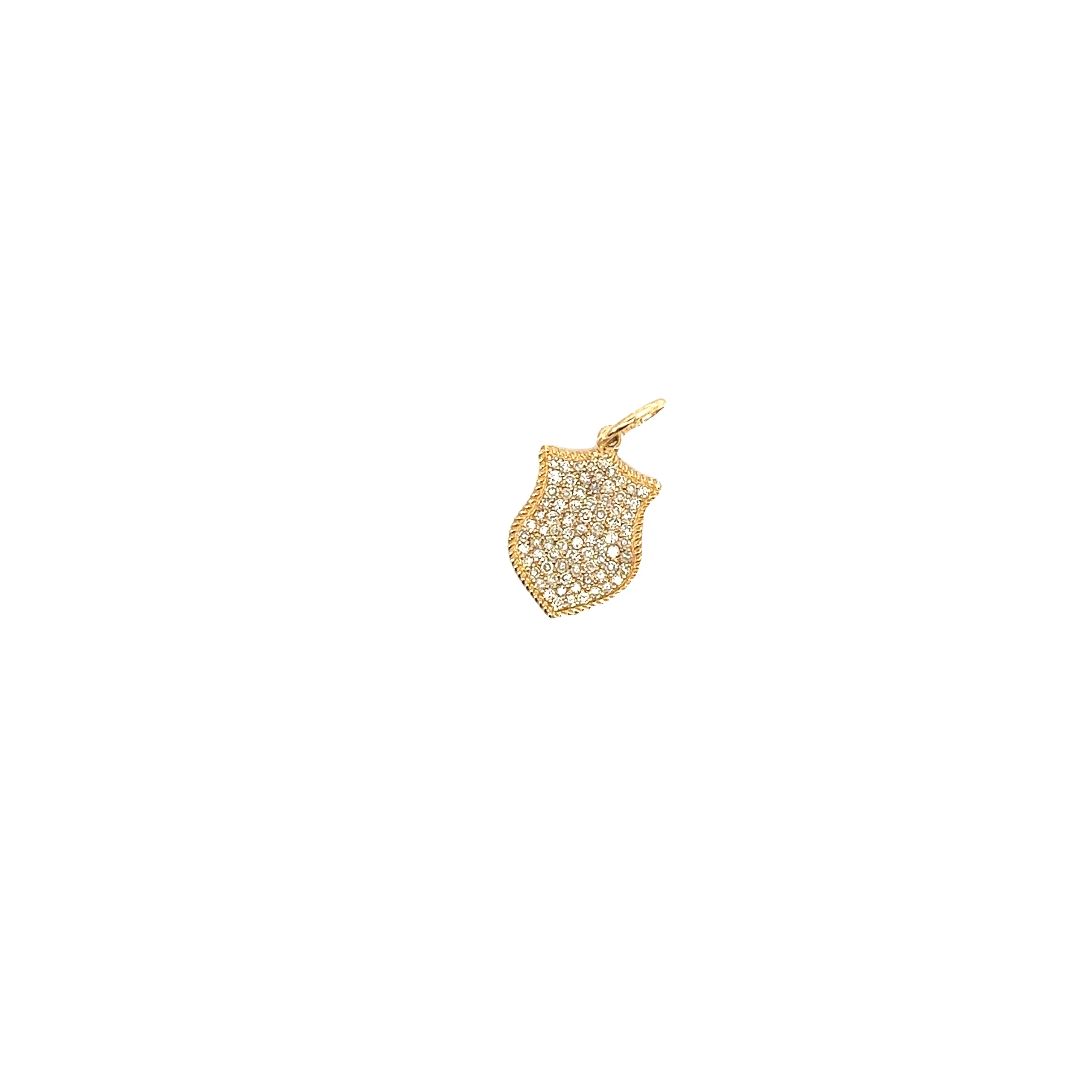 Ladies 14k yellow gold shield charm necklace