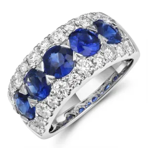 Ladies Diamond and Blue Sapphire Ring